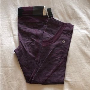 Purple patterned Lululemon crop leggings